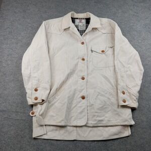 Vintage Levi's Jacket Womens Medium White Corduroy Plaid Lined Button Coat 90s